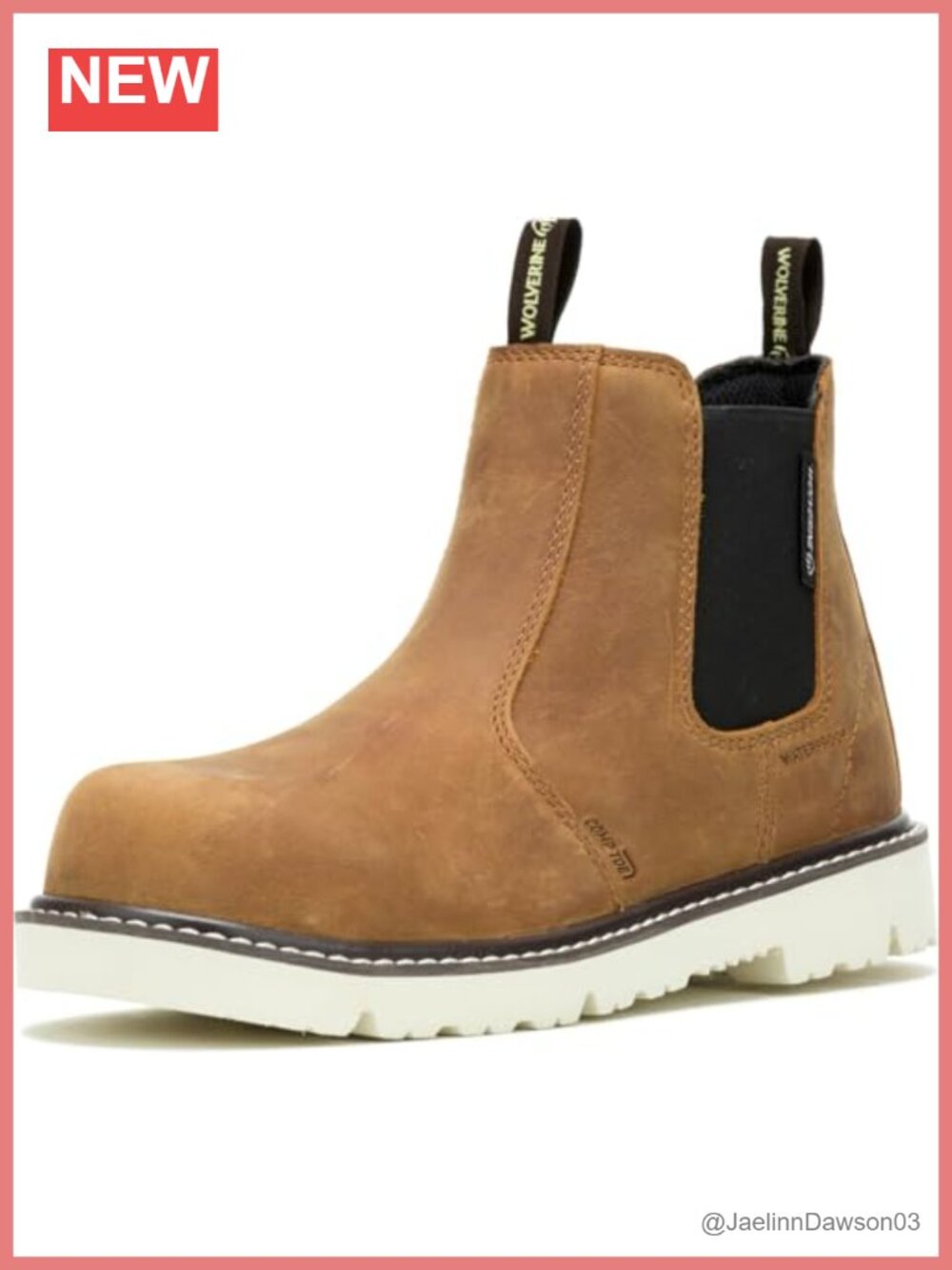 Women's Waterproof Leather Composite Toe Pull-On Work Boots